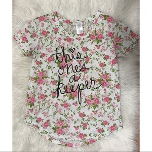 Modern Lux White Floral Short Sleeve Top